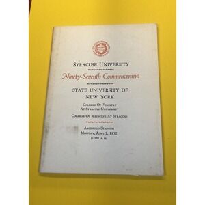 Syracuse University Commencement Program Archbold Stadium June 2,‎ 1952